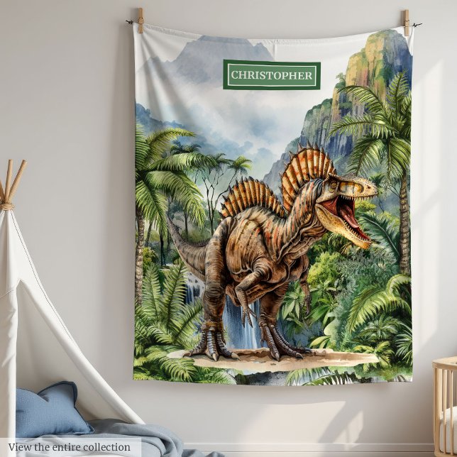 Antique Dinosaur Personalised Blanket Boys Gift (Antique Dinosaur Personalized Blanket for Boys Gift)