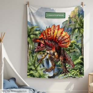 Antique Dinosaur Personalised Kids Birthday Fleece Blanket