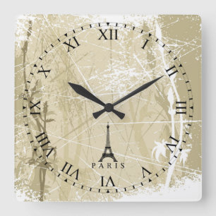 Antique Distressed Roman Face Paris Wall Clock