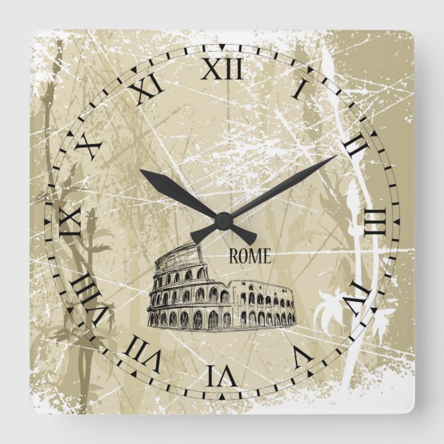 Antique Distressed Roman Face Rome Wall Clock (Front)