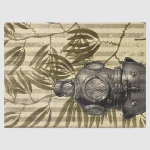 Antique Diving Helmet and Seaweed Decoupage Tissue Paper