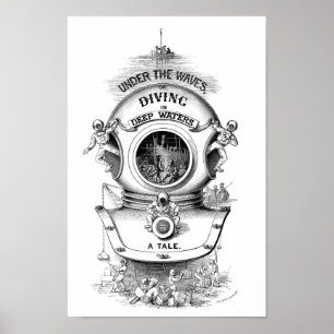 Antique diving helmet poster