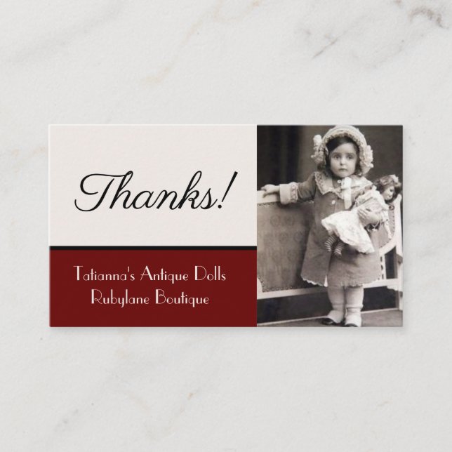 Antique Dolls Business Cards Rubylane Ebay Etsy (Front)