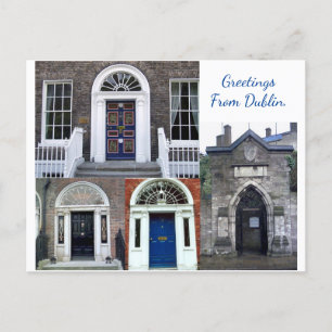 Antique doorways collage, Greetings from Dublin Postcard
