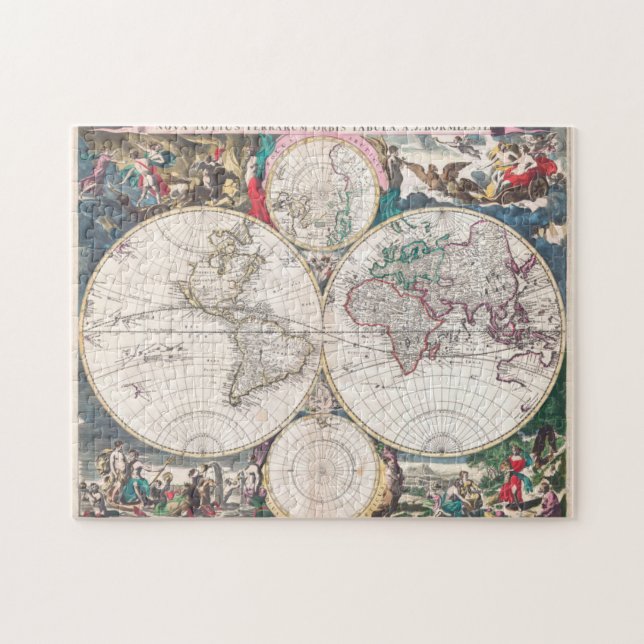 Antique Double-Hemisphere World Map Jigsaw Puzzle (Horizontal)