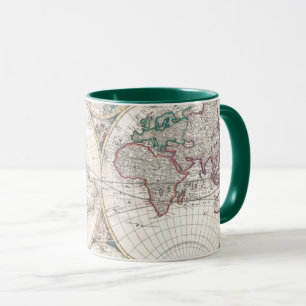 Antique Double-Hemisphere World Map Mug