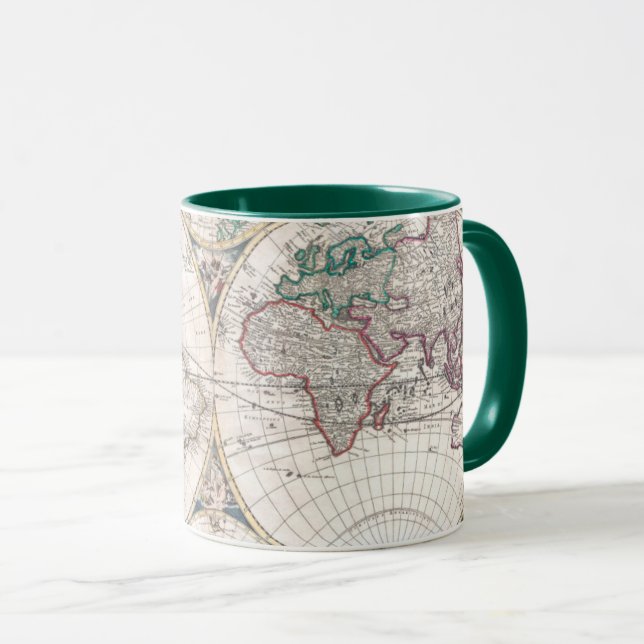 Antique Double-Hemisphere World Map Mug (Front Right)