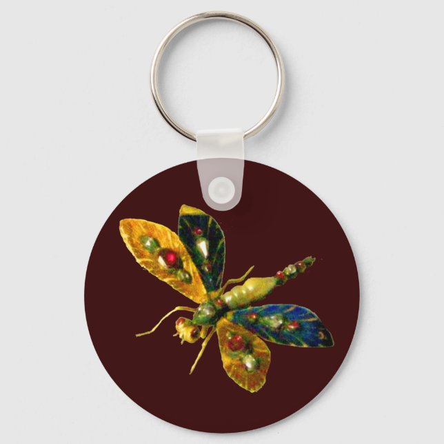 ANTIQUE DRAGONFLY JEWEL  Red Key Ring (Front)