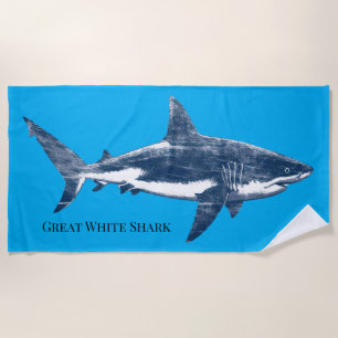 Antique drawing of a shark beach towel