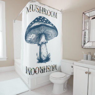 Antique drawing of mushroom  shower curtain