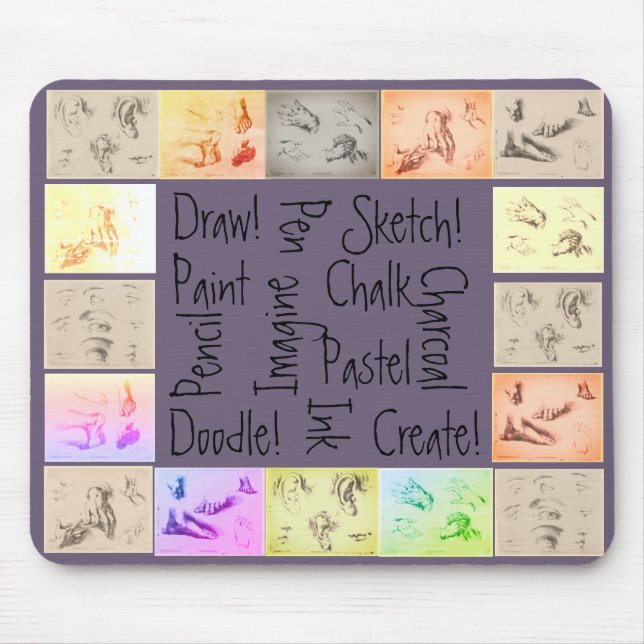 Antique Drawings Draw Sketch Paint Mouse Pad (Front)