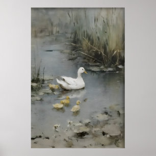 Antique Ducks Family Print, Duck Minimalist Poster