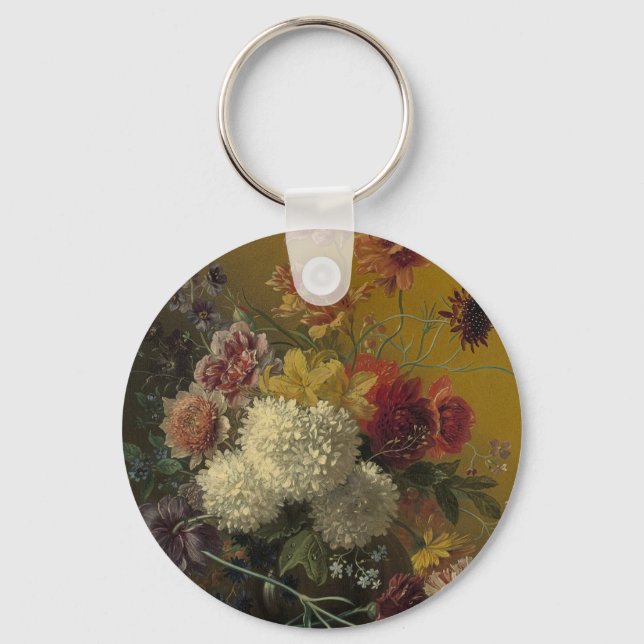 Antique Dutch Master Floral Georgius van Os 1820  Key Ring (Front)