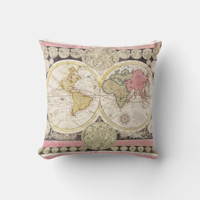 Antique Earth Globe Map  Cushion (Front)