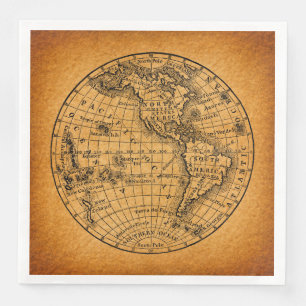 Antique Earth World Map Vintage Globe Art Napkin
