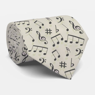 Antique Earthy Hues Shades of Beige Musical Note Tie