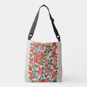 Antique East Indian Bright Coloured Floral Pattern Crossbody Bag