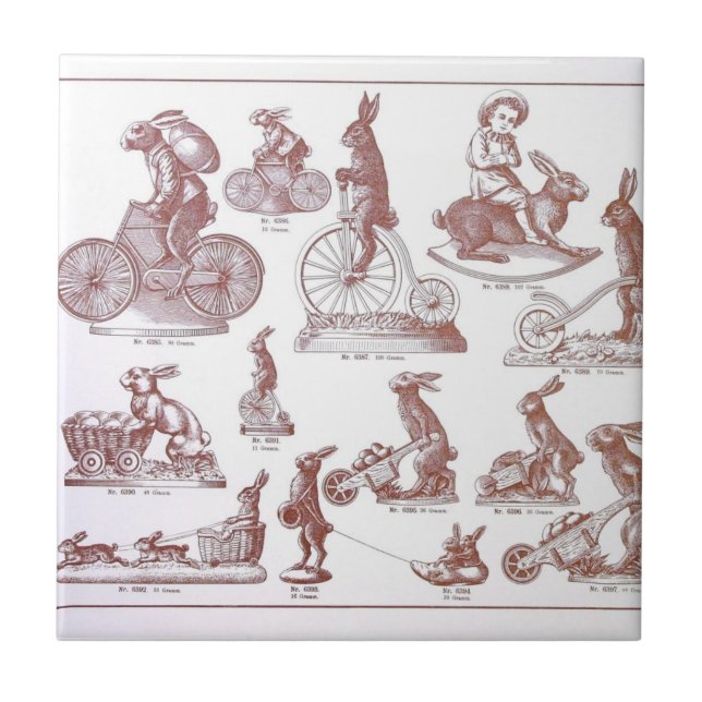 Antique Easter Chocolate Mould Catalogue Bunnies Tile (Front)