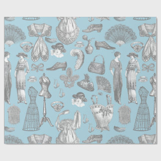 antique edwardian vintage fashion ladies blue wrapping paper