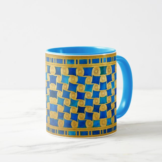 ANTIQUE EGYPTIAN GEOMETRIC DECOR ,SUN IN BLUE SKY  MUG (Front Right)