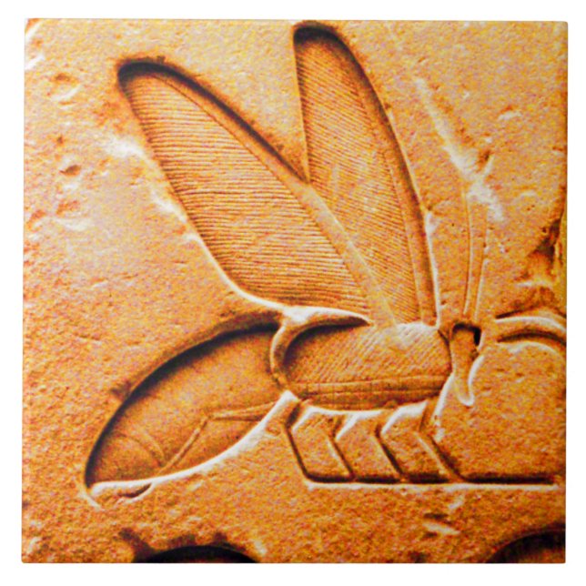 ANTIQUE EGYPTIAN HONEY BEE BEEKEEPER Orange Ceramic Tile (Front)