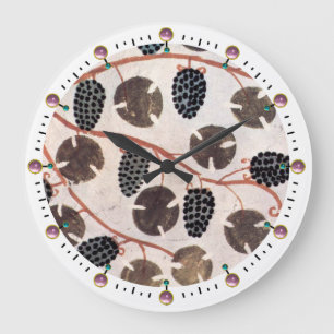 ANTIQUE EGYPTIAN VINEYARD GRAPES AND GRAPE VINES LARGE CLOCK