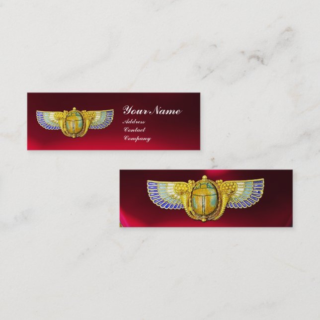 ANTIQUE EGYPTIAN WINGED SCARAB /CORNUCOPIA JEWEL MINI BUSINESS CARD (Front/Back)