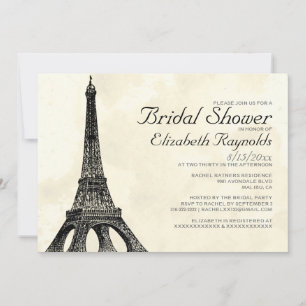 Antique Eiffel Tower Bridal Shower Invitations