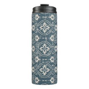 Antique Elegance: Seamless Floral Curves Thermal Tumbler