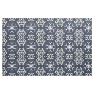 Antique Elegant Dutch Delfts Blue Floral Pattern Fabric