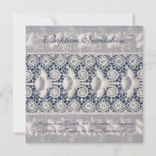 Antique embroidery baptism invitation (boy)