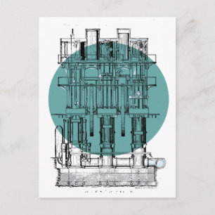 Antique Engine Diagram Postcard
