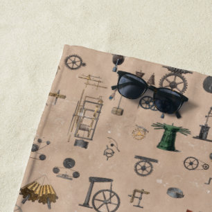 Antique Engineering Mechanical Scientific Beach Towel