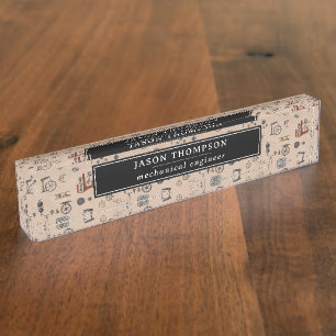 Antique Engineering Mechanical Scientific Custom Nameplate