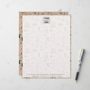Antique Engineering Mechanical Scientific Kraft Custom Letterhead