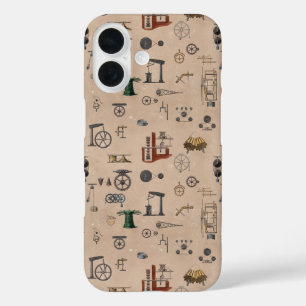 Antique Engineering Mechanical Scientific Pattern iPhone 16 Case