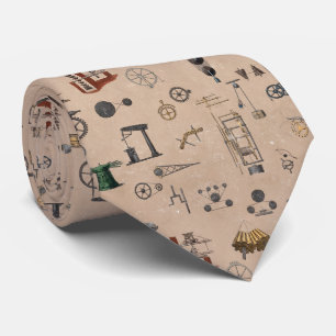 Antique Engineering Mechanical Scientific Pattern Tie