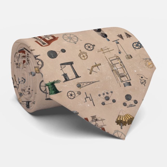 Antique Engineering Mechanical Scientific Pattern Tie (Rolled)