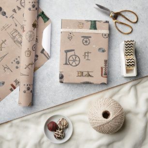 Antique Engineering Mechanical Scientific Pattern Wrapping Paper