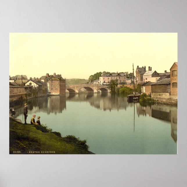 Antique England print, Exbridge, Exeter, U.K. Poster (Front)