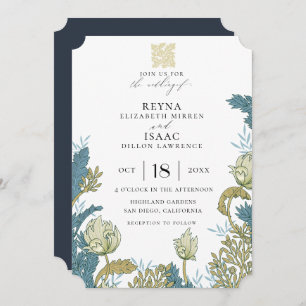 Antique English Floral Wedding Invitation