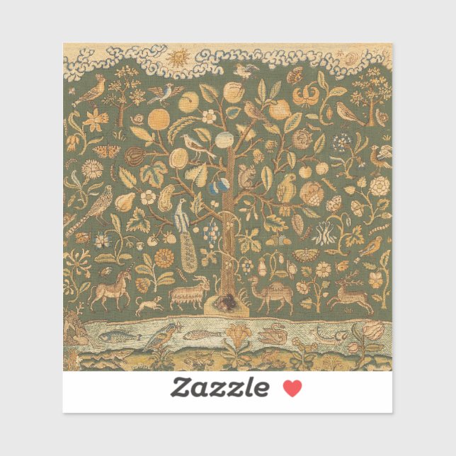 Antique English Needlepoint Tree of Life & Unicorn (Sheet)