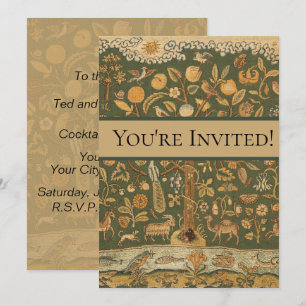 Antique English Needlepoint Tree of Life & Unicorn Invitation