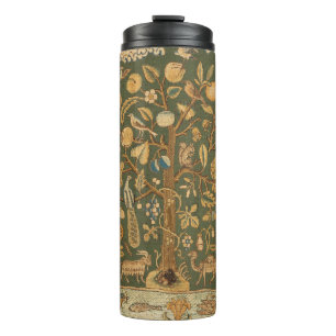 Antique English Needlepoint Tree of Life & Unicorn Thermal Tumbler