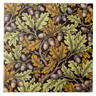 Antique English Oak Acorns Botanical Ceramic Tile