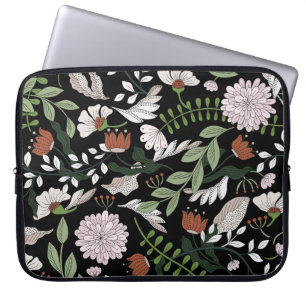 Antique Engraving Flowers Hand Painted Laptop Sleeve