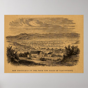 Antique engraving San Francisco Poster