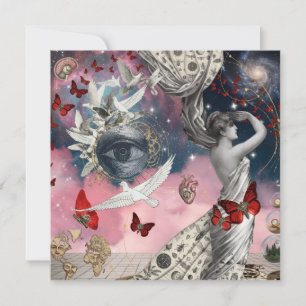 Antique Engraving Surreal Dadaism Collage Art Invitation