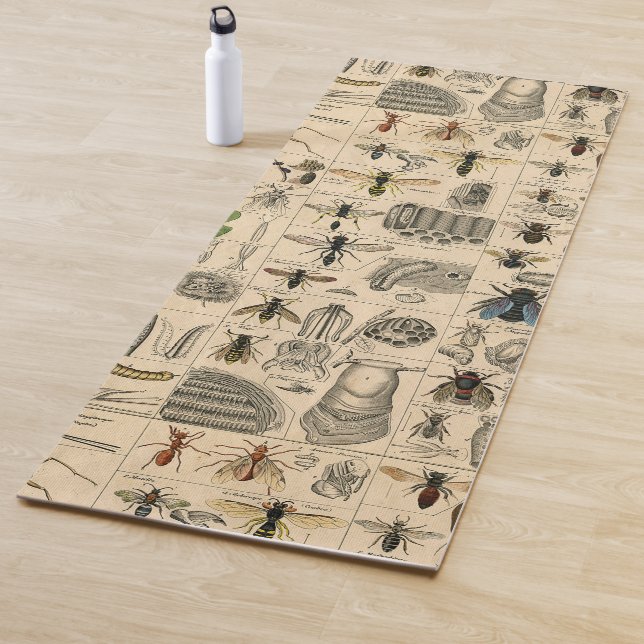 Antique Entomology Bees Wasps Natural History Yoga Mat (In Situ)