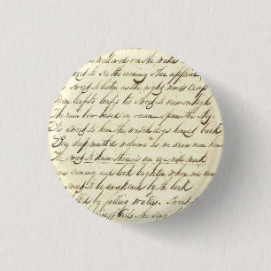Antique Ephemera Cursive Calligraphy Script Sample 3 Cm Round Badge